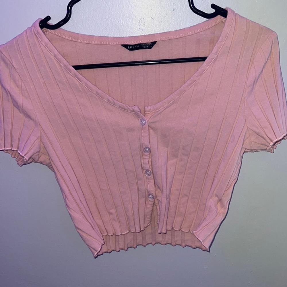 Lettuce Edge Button Front Rib-knit Top